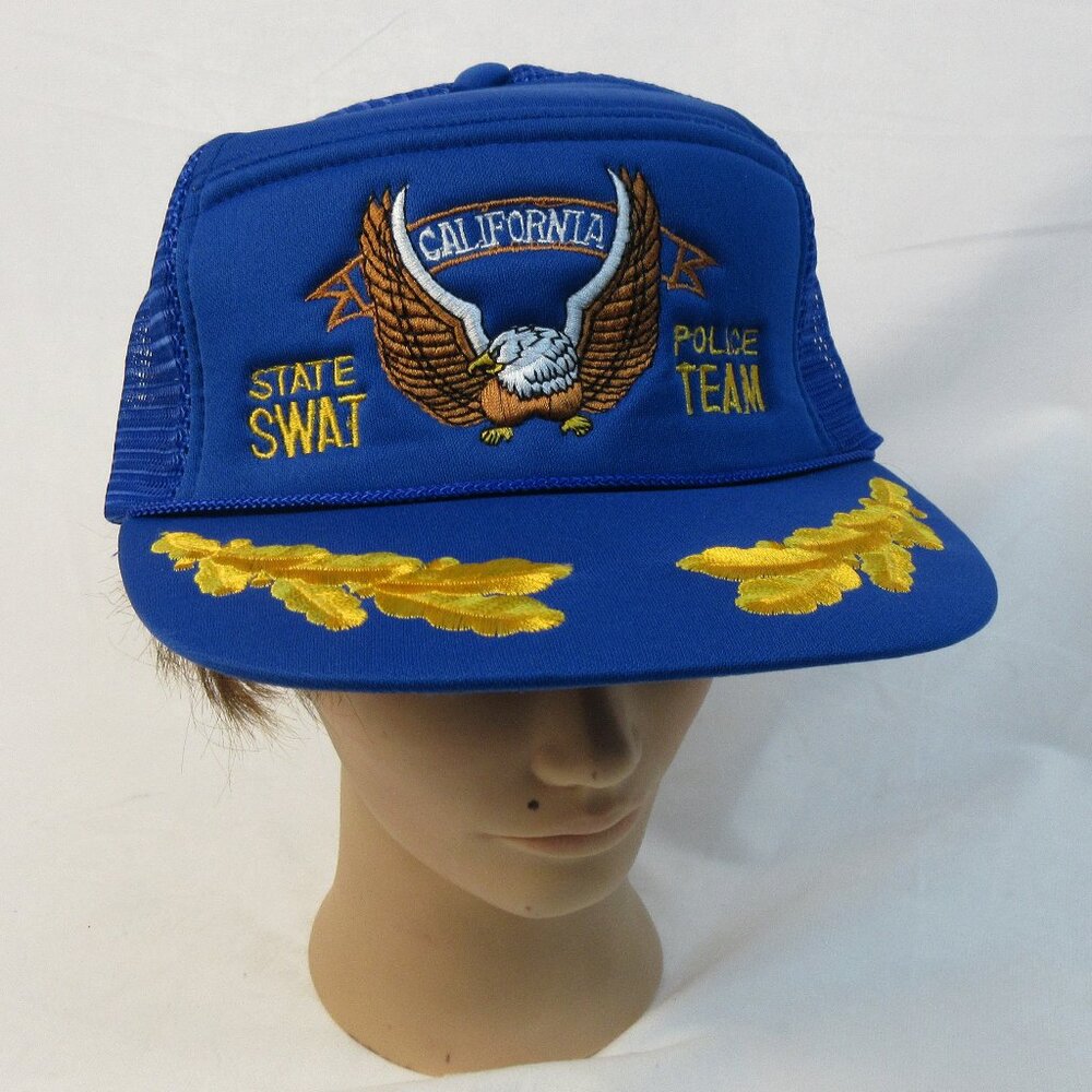 Vintage California Police Swat Blue Snapback Hat - Adult Small